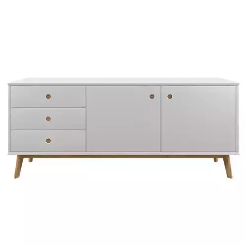 Buffet enfilade nordique en bois blanc 3 tiroirs 3D model