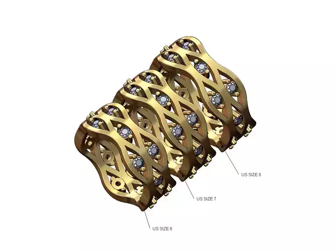 Wave mesh pattern diamond eternity ring Us sizes 6 7 8