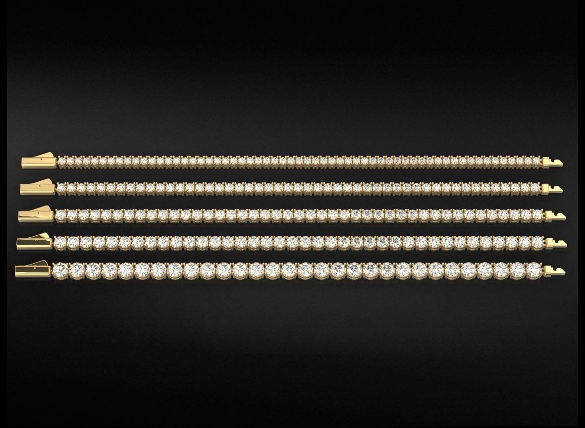 A set of tennis bracelets of different sizes of stones 730 3D print model_1