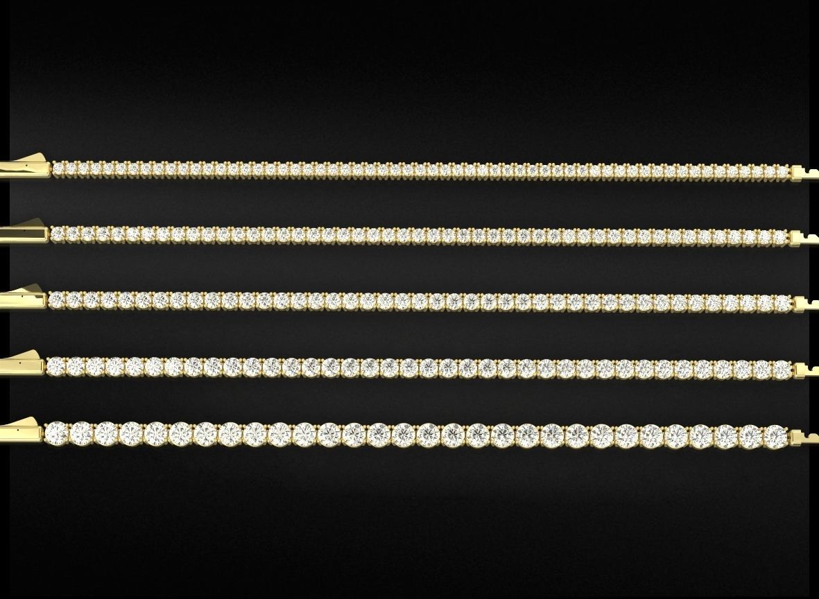A set of tennis bracelets of different sizes of stones 730 3D print model_12