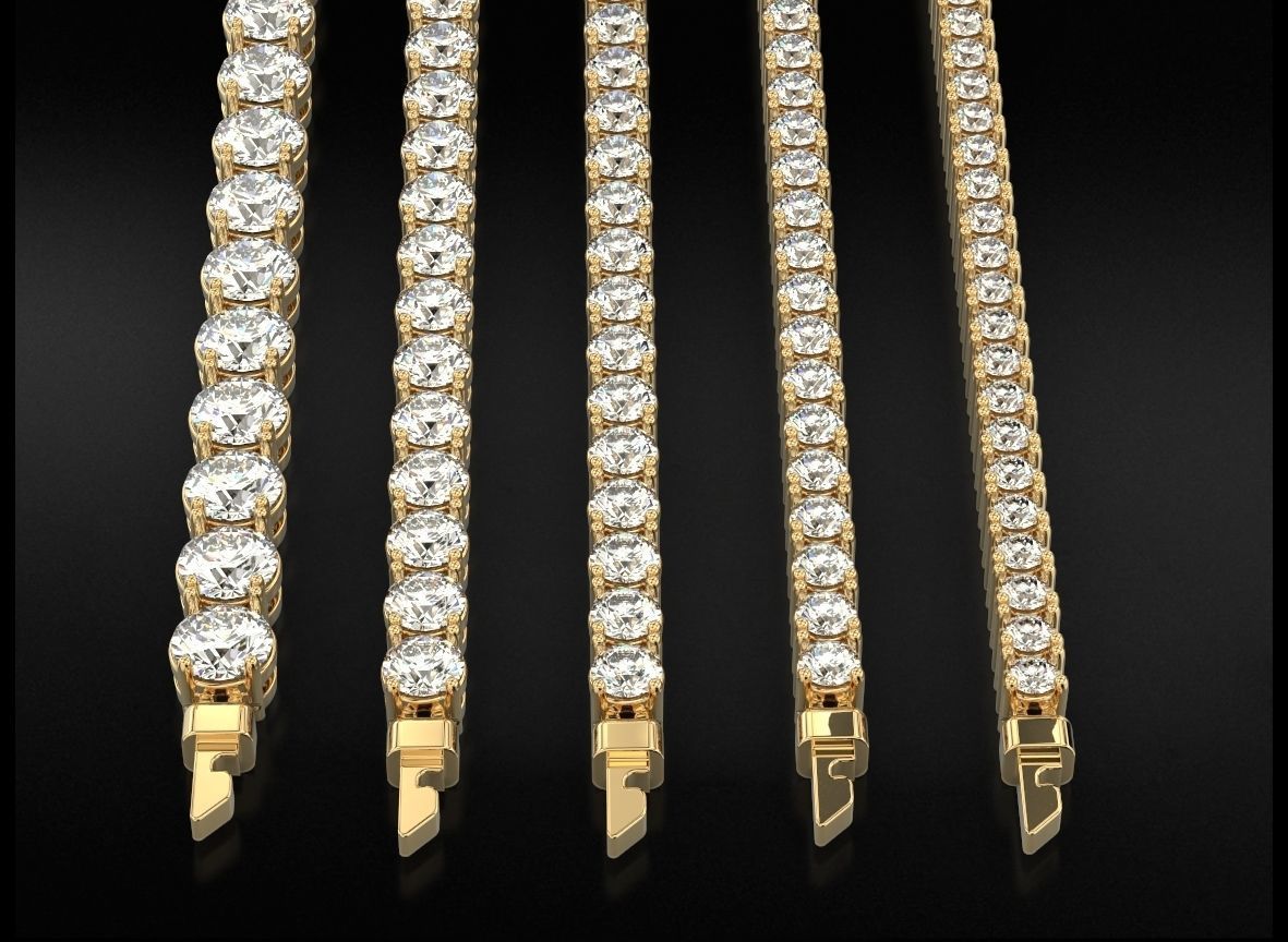 A set of tennis bracelets of different sizes of stones 730 3D print model_4