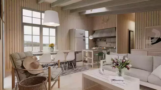 Rustic Interior Scene 3D model
