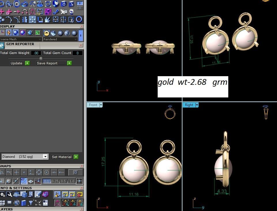 Opal Stone Earrings 3D print model_12