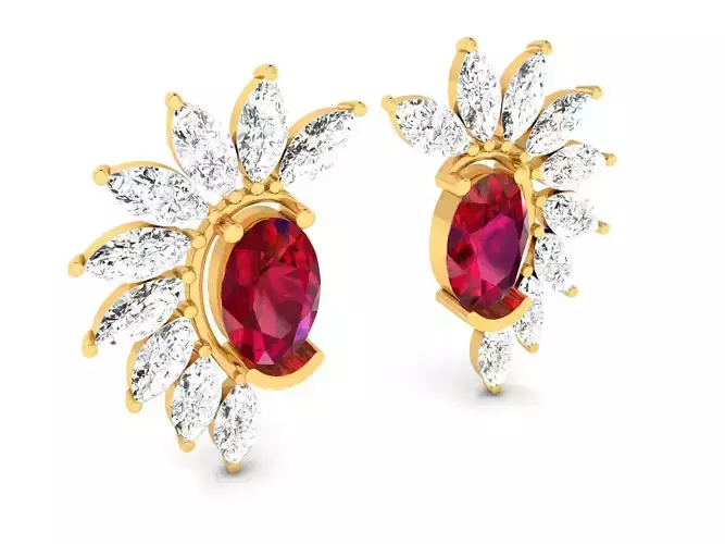 Oval Diamond Earrings 3D print model
