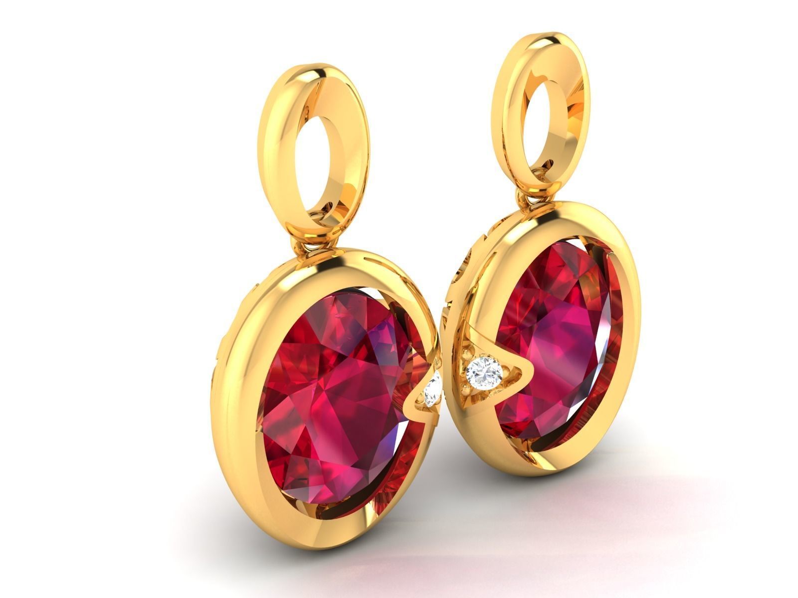 Oval Diamond Earrings 3D print model_2