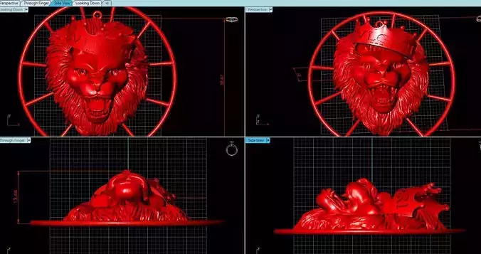 pendant silver lion head in circle