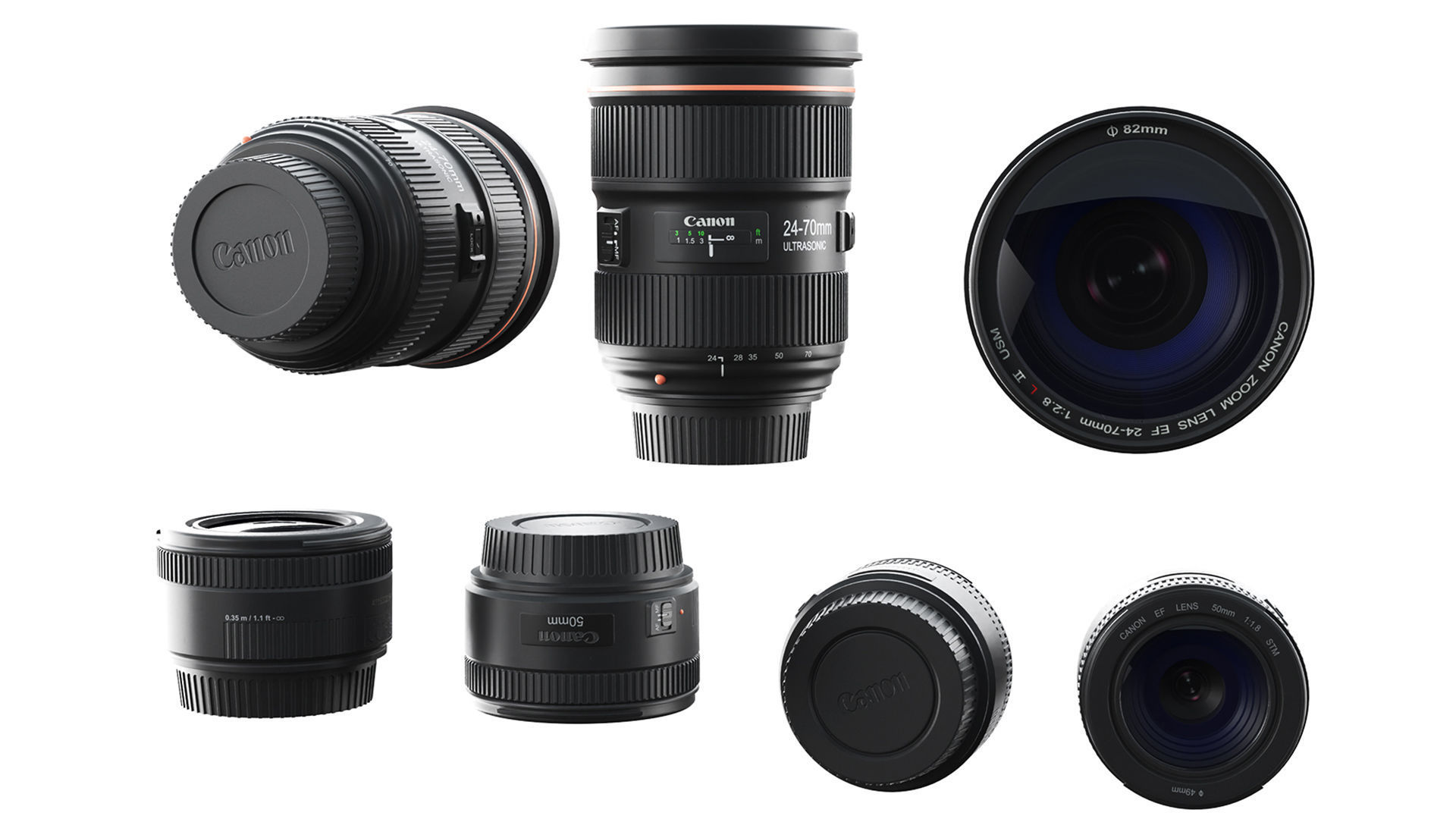 Nikon camera Flash Lenses Tripod Low-poly 3D model_5