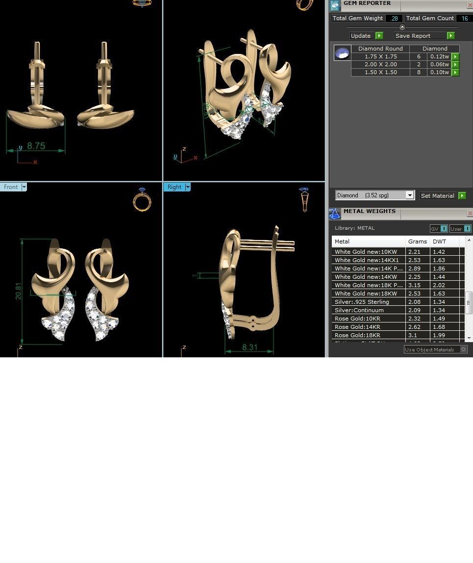 Diamond Earrings 3D print model_6