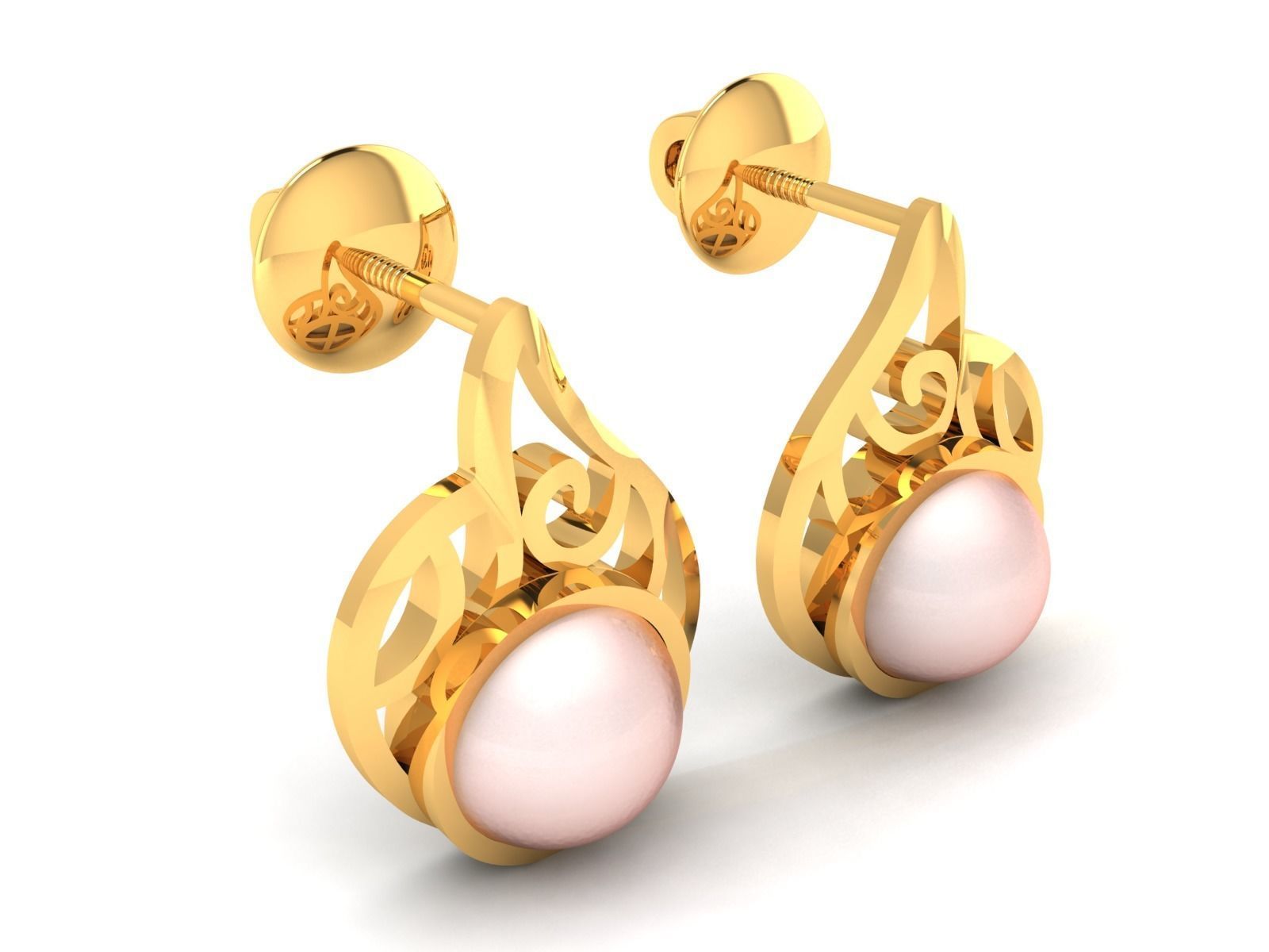 Opal Stone Earrings 3D print model_3