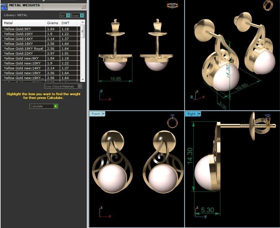Opal Stone Earrings 3D print model_1