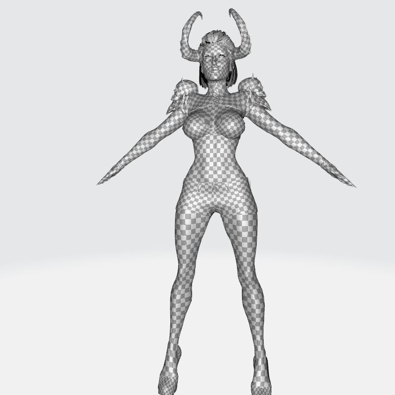 Demon Girl Game Ready Low-poly 3D model_22