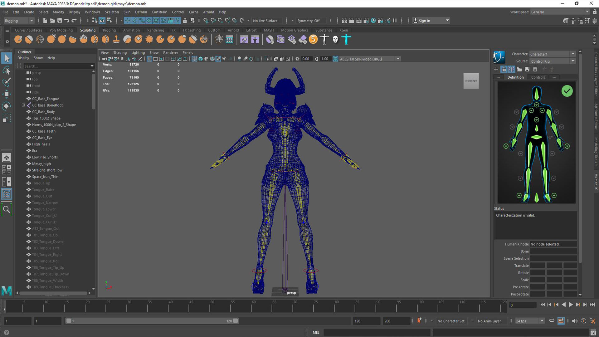 Demon Girl Game Ready Low-poly 3D model_21