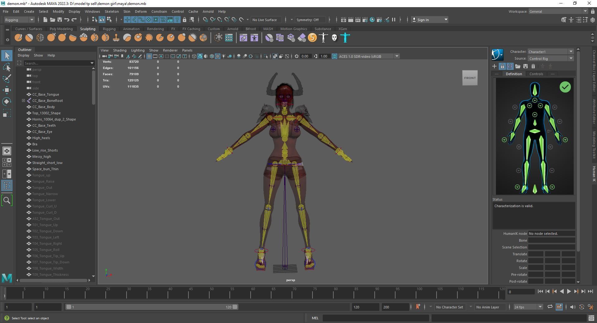 Demon Girl Game Ready Low-poly 3D model_11