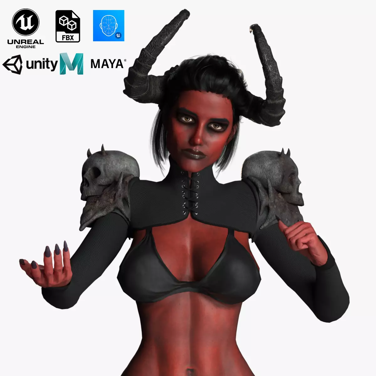 Demon Girl Game Ready Low-poly 3D model_0