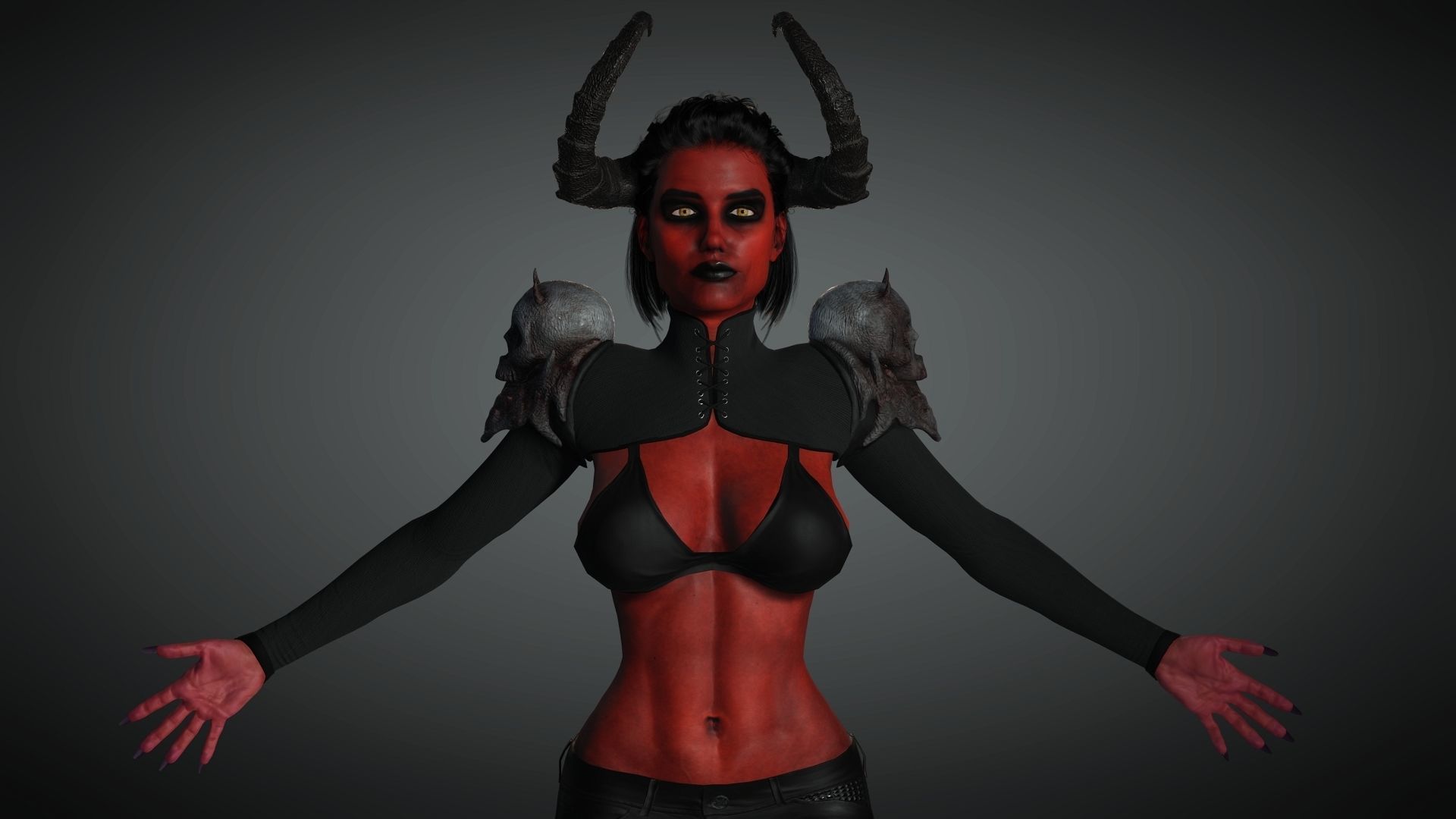 Demon Girl Game Ready Low-poly 3D model_7