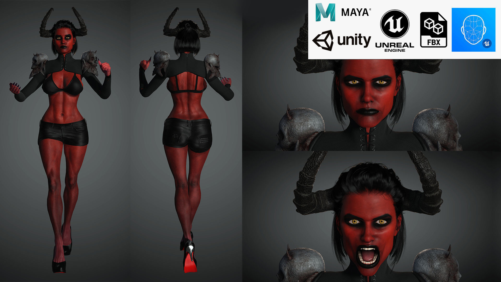 Demon Girl Game Ready Low-poly 3D model_1