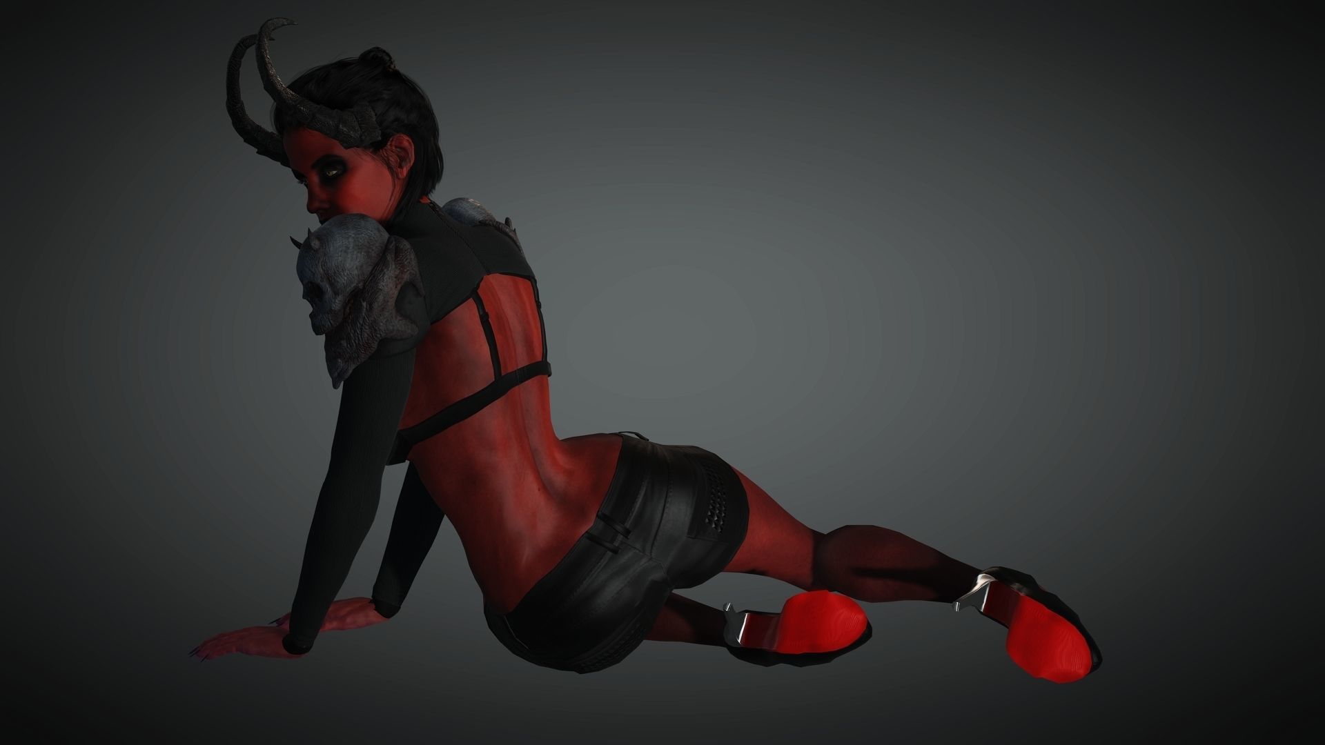 Demon Girl Game Ready Low-poly 3D model_13