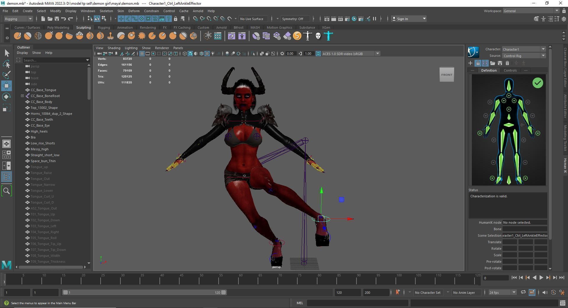 Demon Girl Game Ready Low-poly 3D model_12