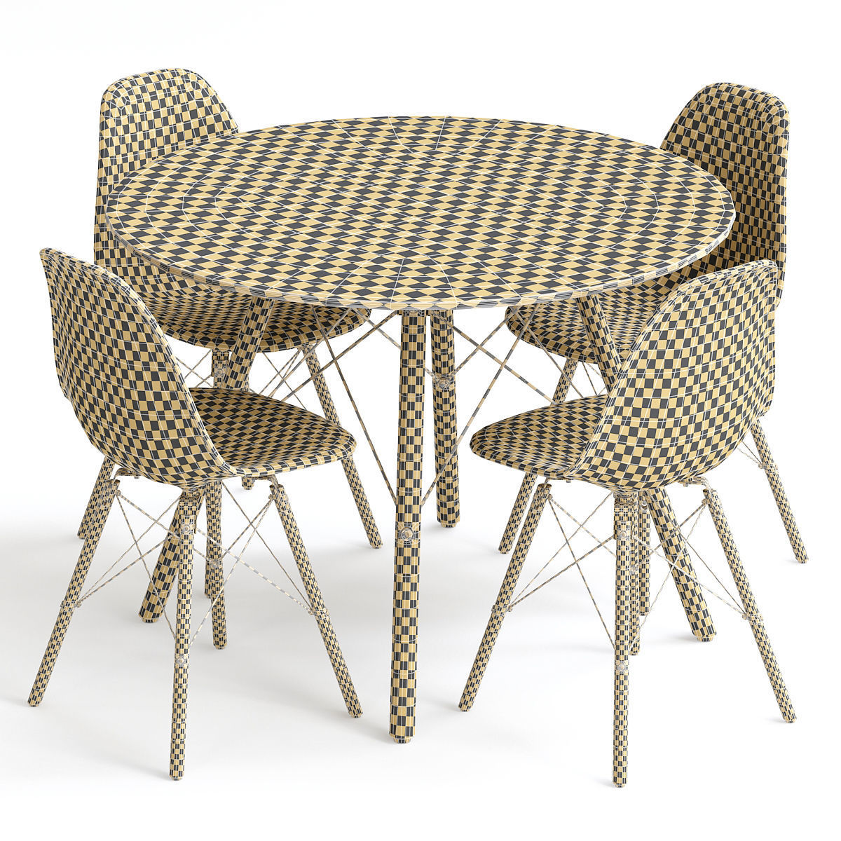 Cream Soft Pad Dining Chair with Wood Legs 3d model Low-poly 3D model_2