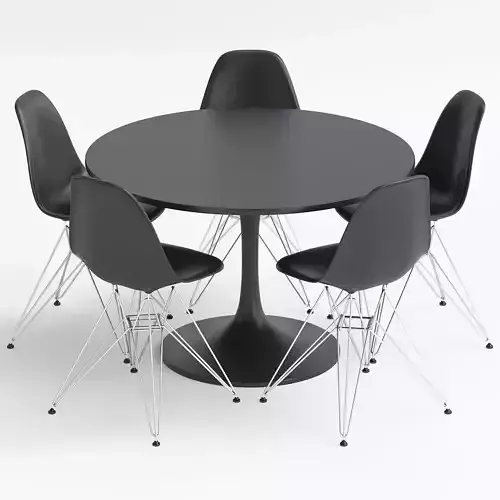 Cream Soft Pad Dining Chair with Wood Legs 3d model