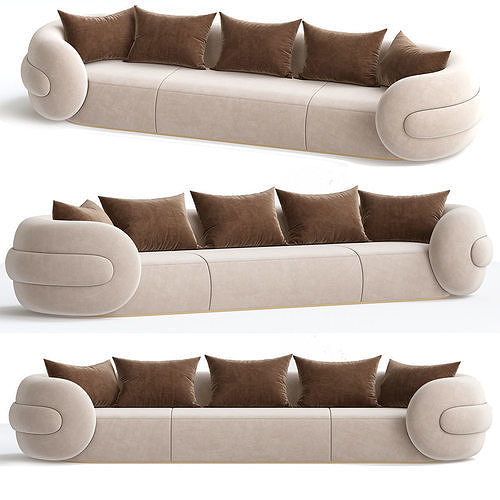 Gommosa sofa 3d model Low-poly 3D model 3