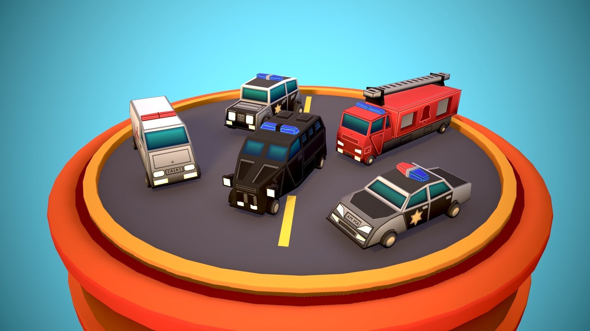 City Modular Set Toon Style Low-poly Low-poly 3D model_57