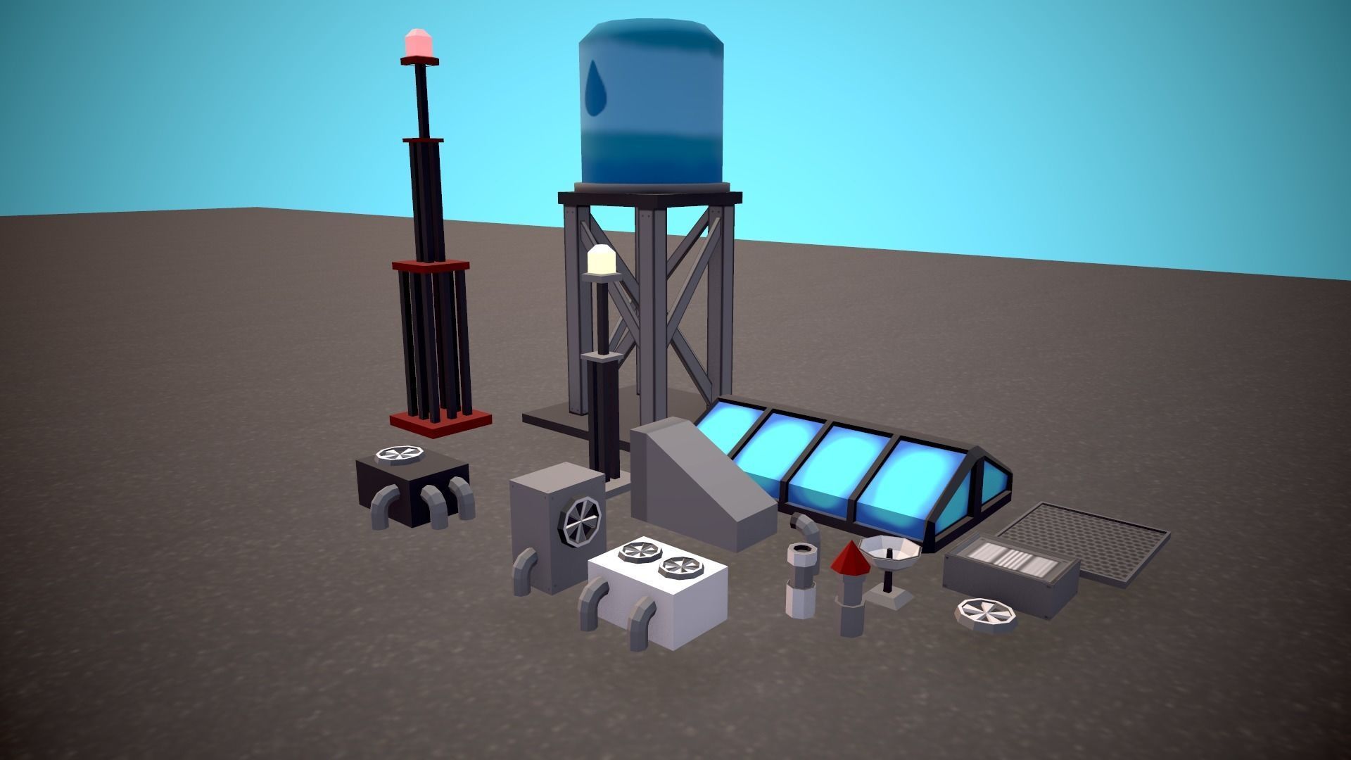 City Modular Set Toon Style Low-poly Low-poly 3D model_34