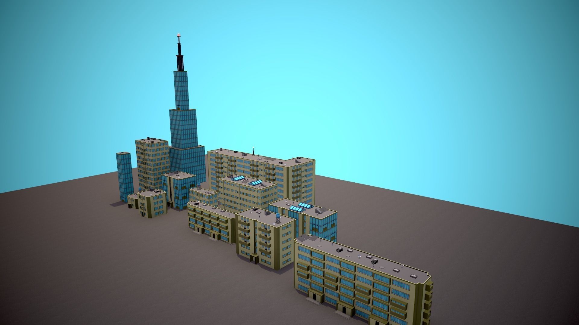City Modular Set Toon Style Low-poly Low-poly 3D model_18
