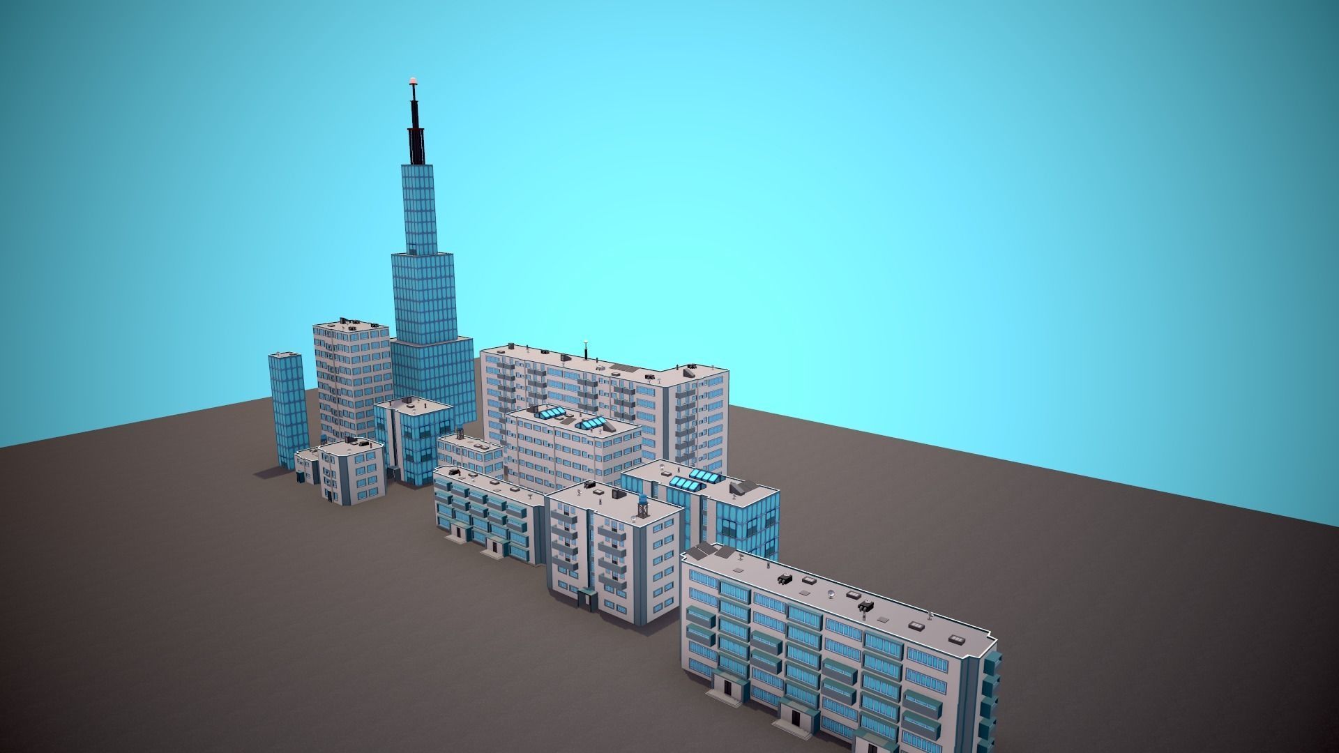 City Modular Set Toon Style Low-poly Low-poly 3D model_17