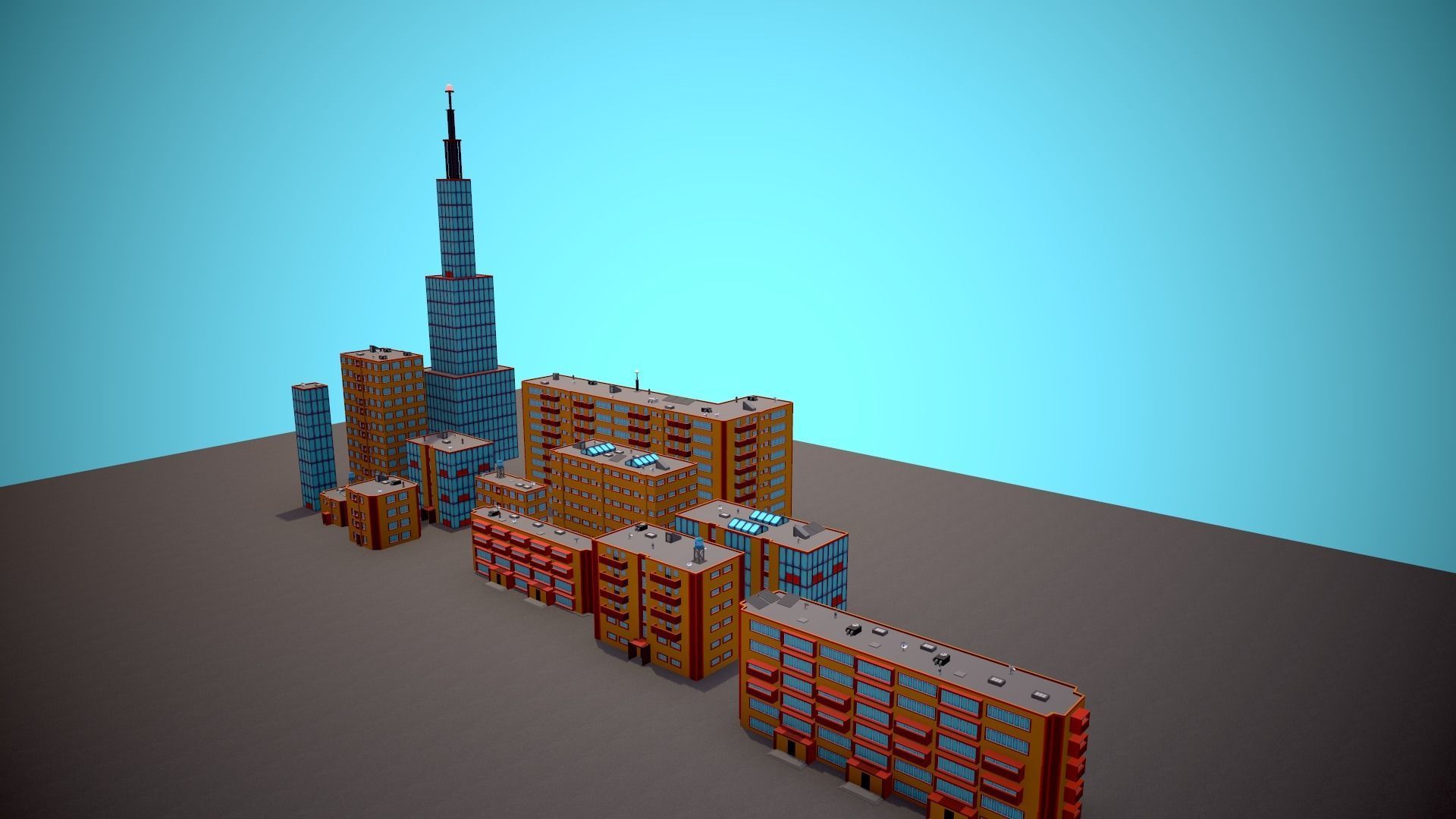 City Modular Set Toon Style Low-poly Low-poly 3D model_26