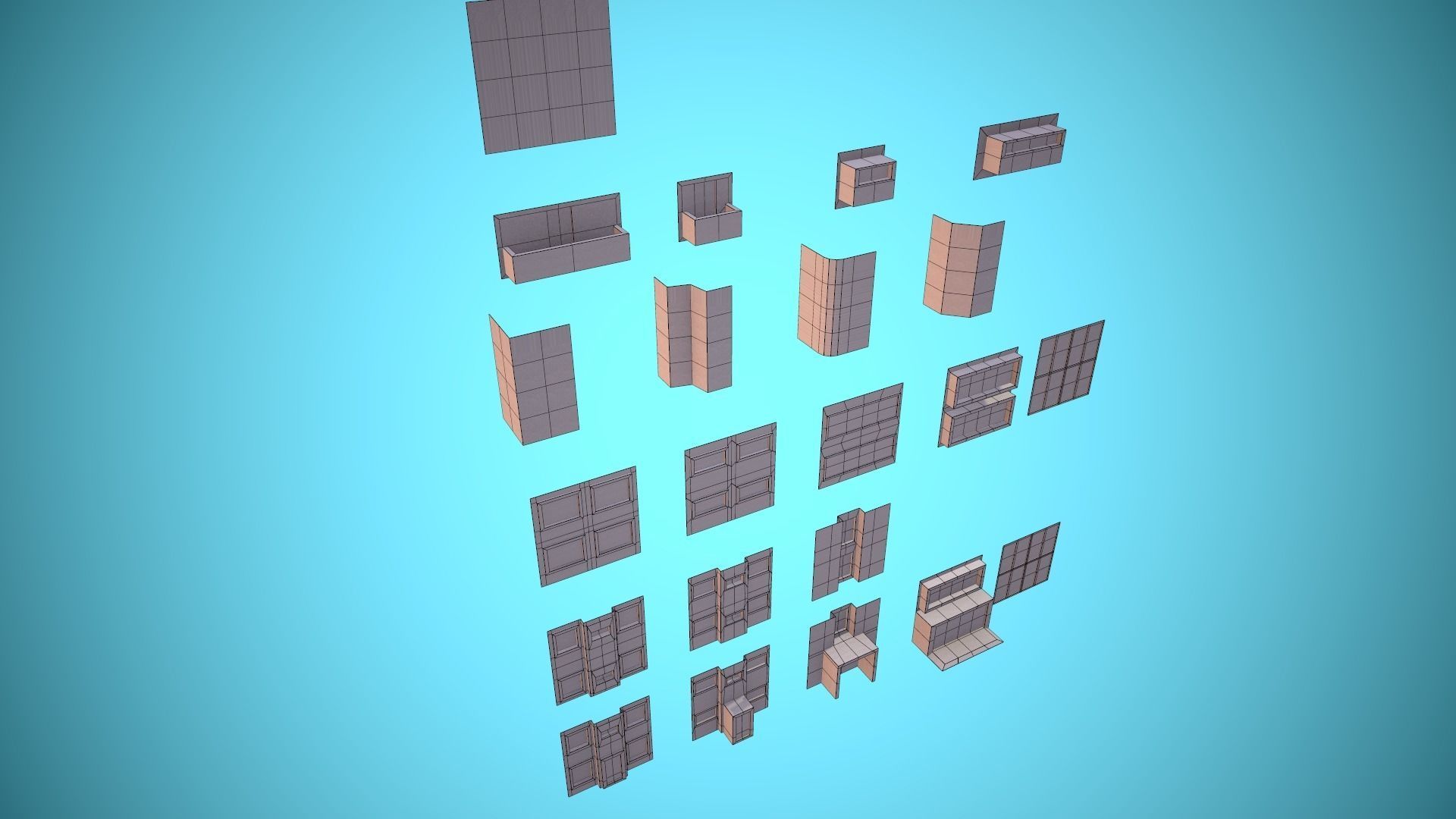 City Modular Set Toon Style Low-poly Low-poly 3D model_32