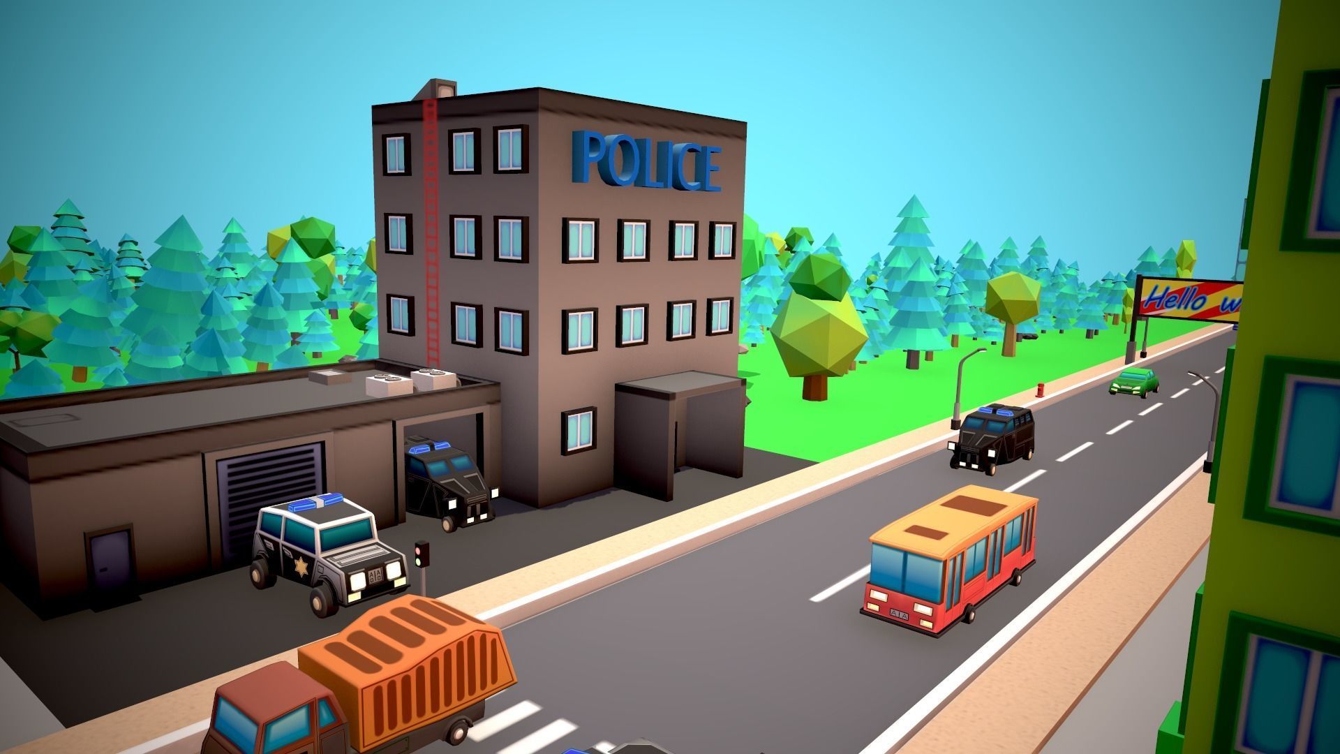 City Modular Set Toon Style Low-poly Low-poly 3D model_12
