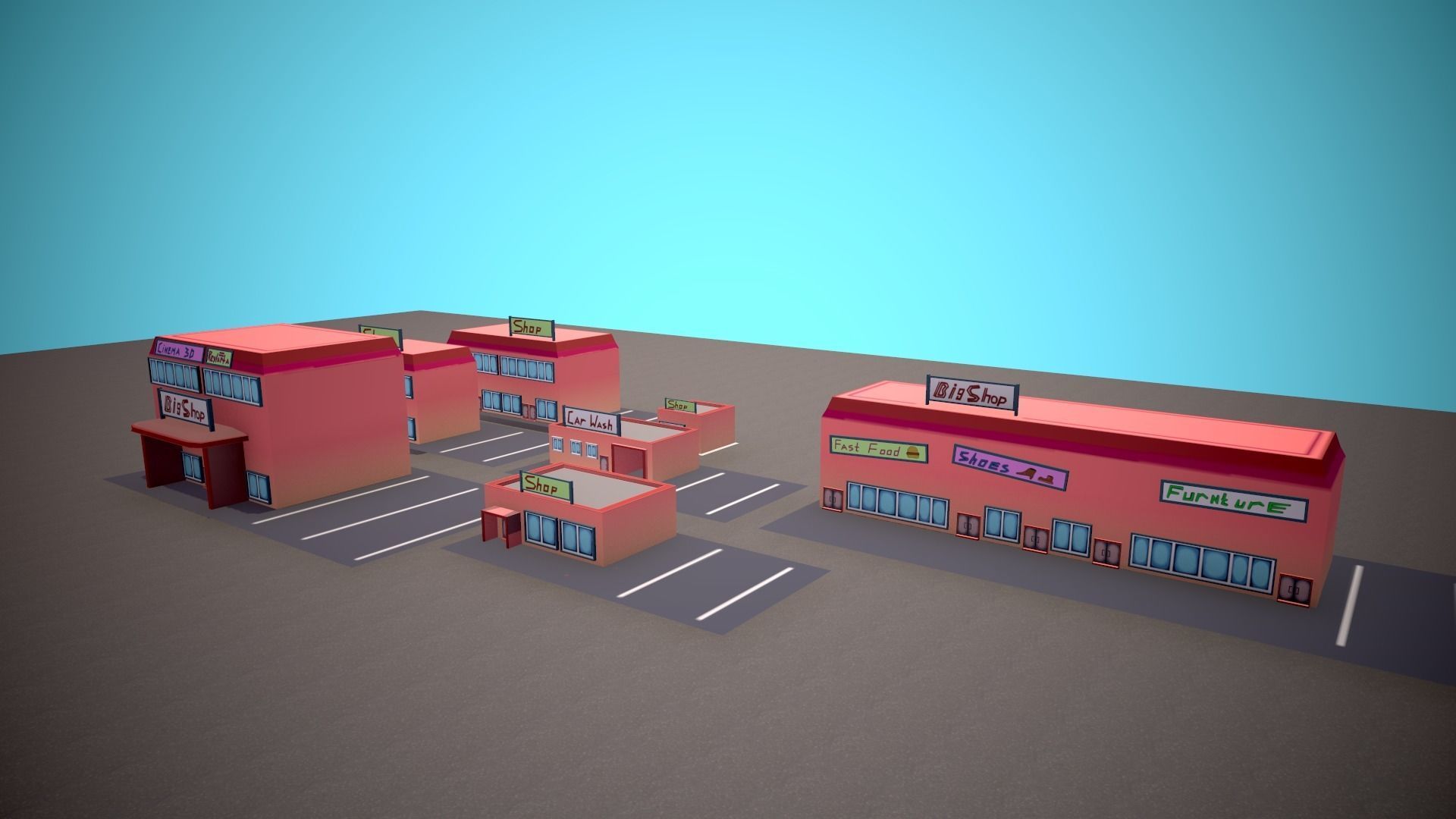 City Modular Set Toon Style Low-poly Low-poly 3D model_47