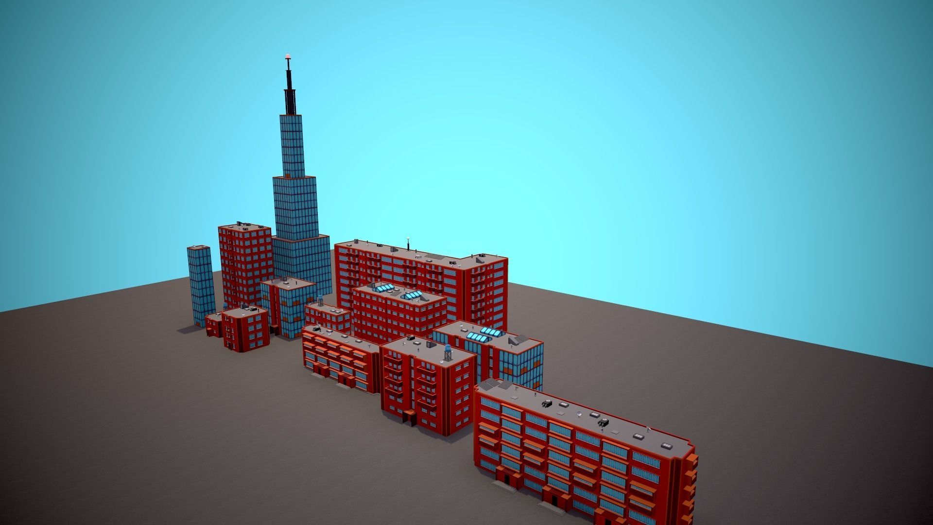 City Modular Set Toon Style Low-poly Low-poly 3D model_24