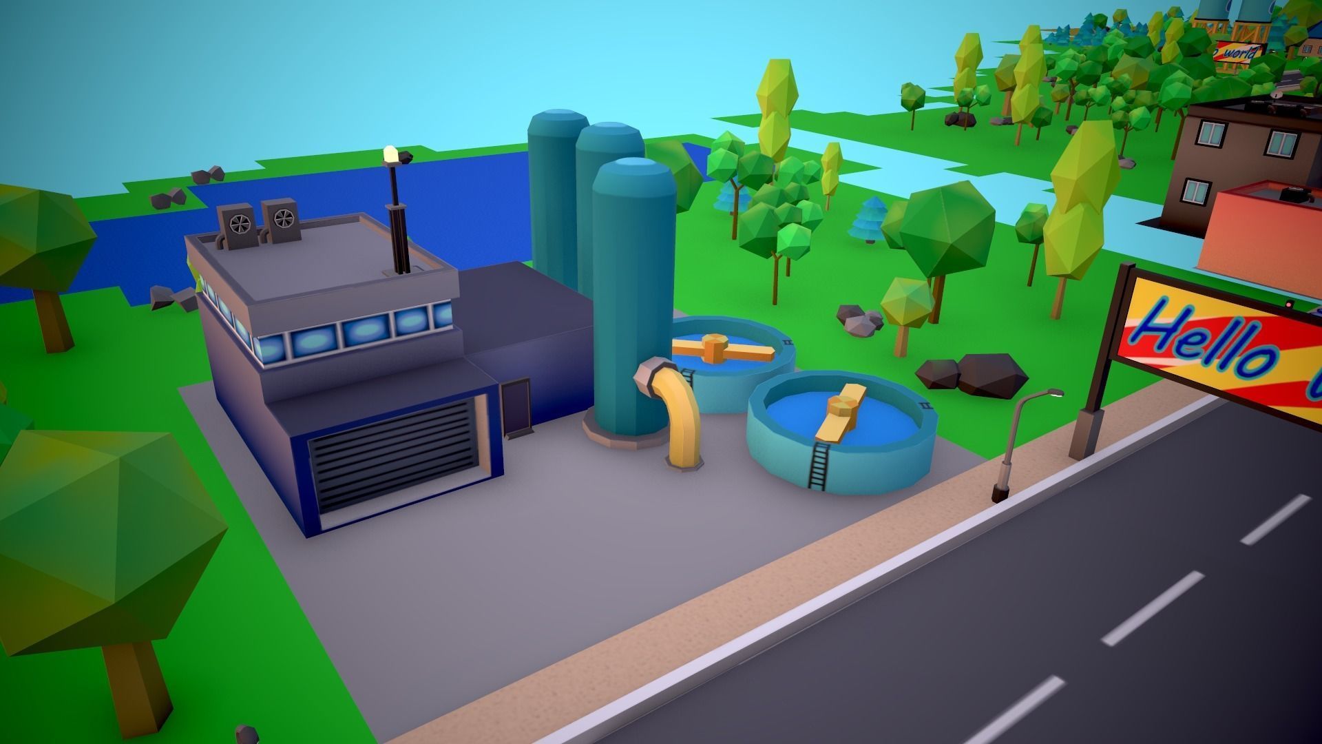 City Modular Set Toon Style Low-poly Low-poly 3D model_14