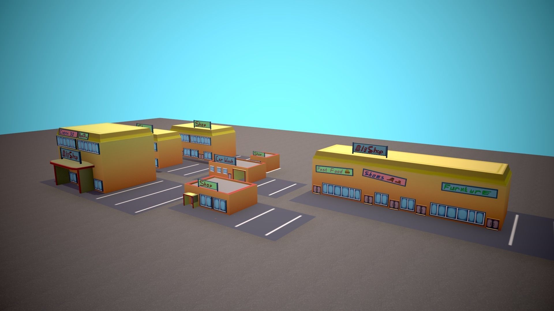 City Modular Set Toon Style Low-poly Low-poly 3D model_48