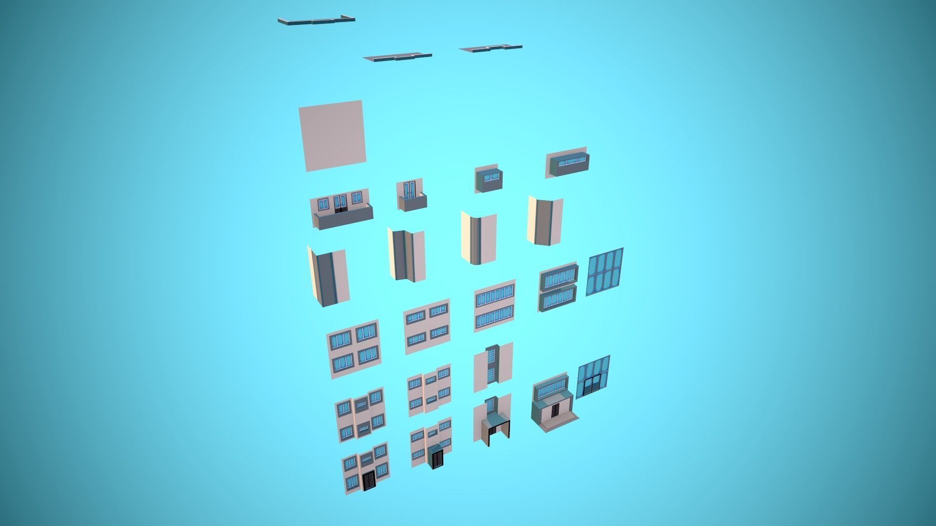 City Modular Set Toon Style Low-poly Low-poly 3D model_30