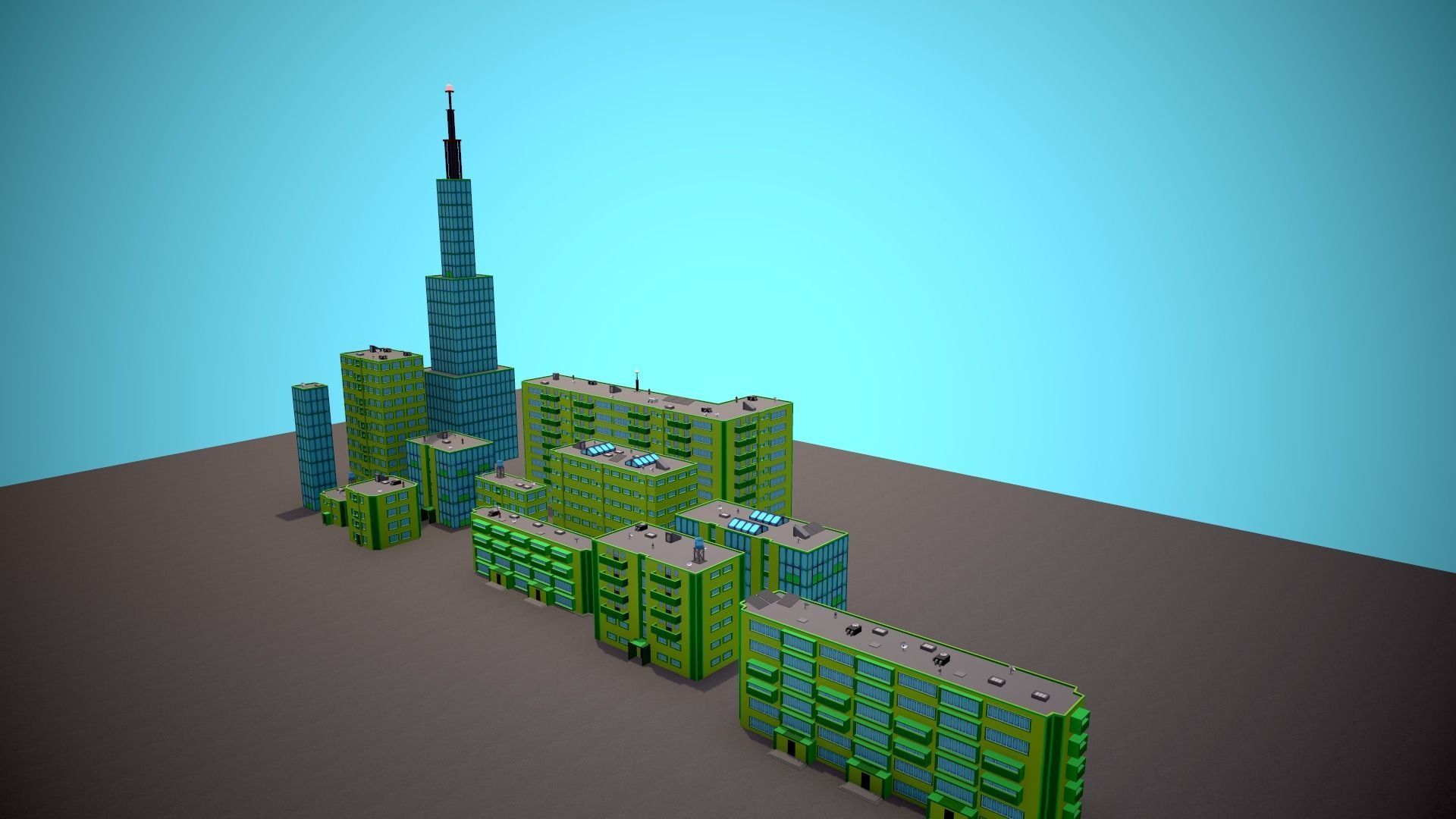 City Modular Set Toon Style Low-poly Low-poly 3D model_23