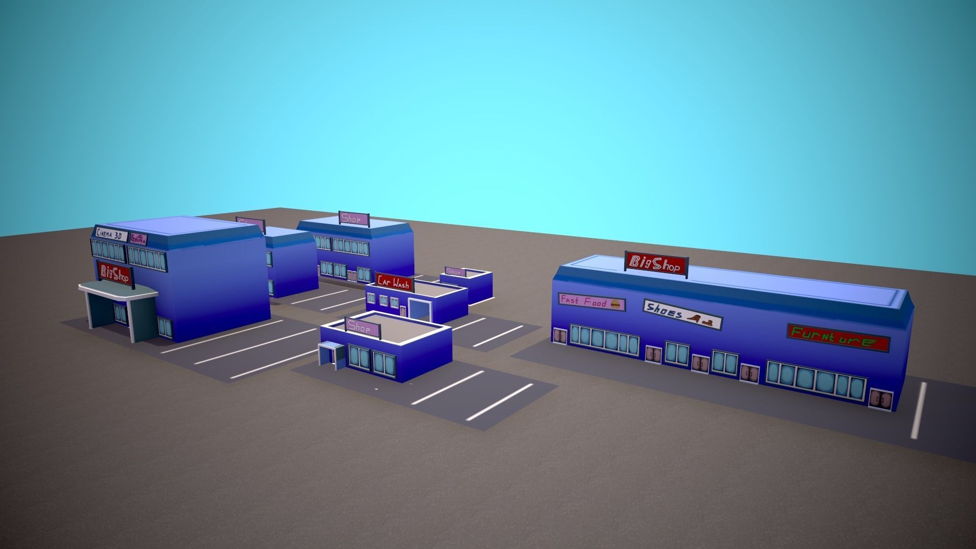 City Modular Set Toon Style Low-poly Low-poly 3D model_46