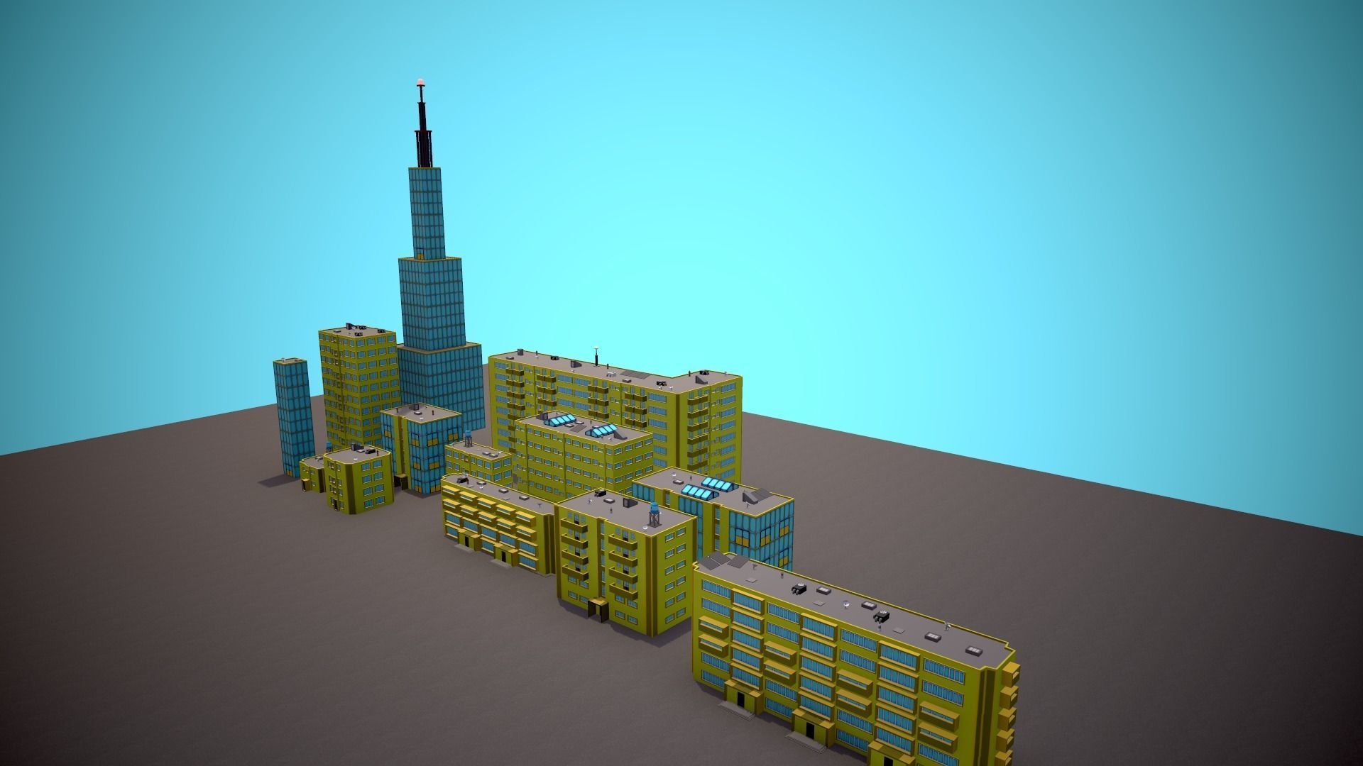 City Modular Set Toon Style Low-poly Low-poly 3D model_25
