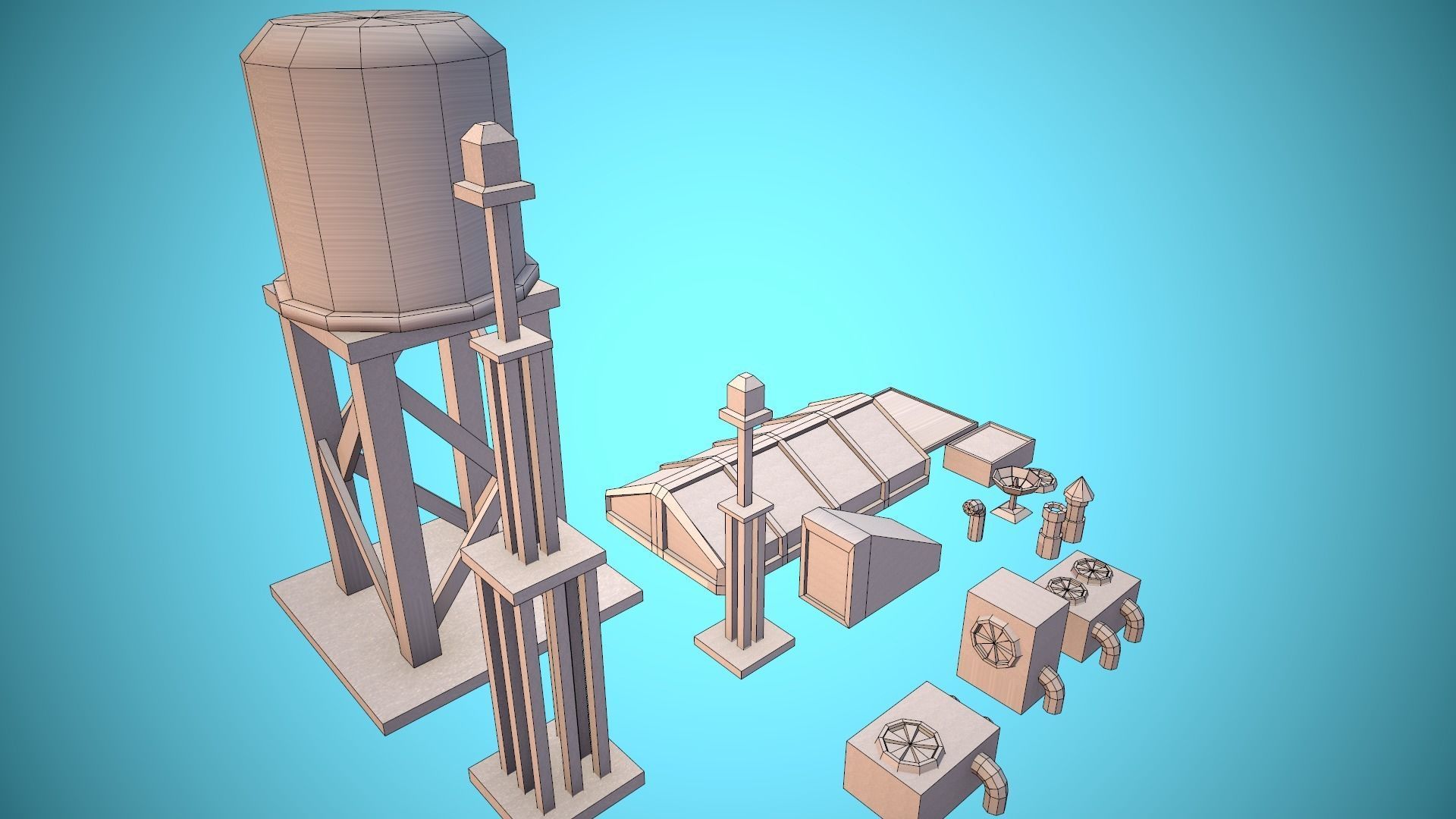 City Modular Set Toon Style Low-poly Low-poly 3D model_36