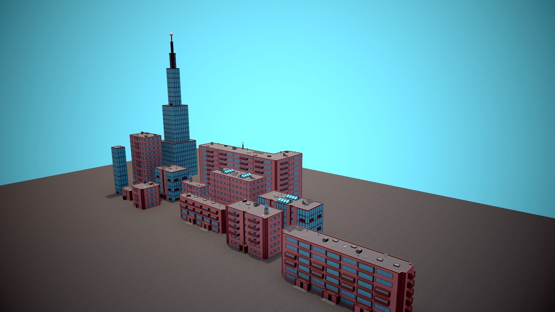 City Modular Set Toon Style Low-poly Low-poly 3D model_19