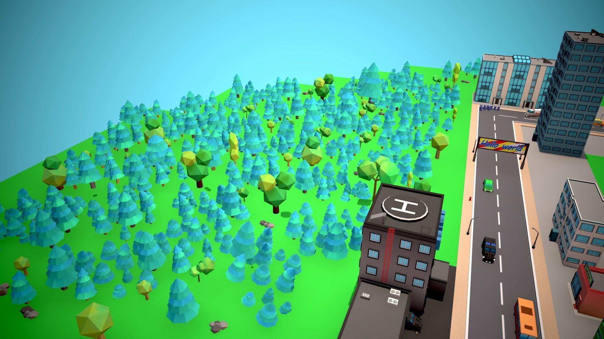 City Modular Set Toon Style Low-poly Low-poly 3D model_9