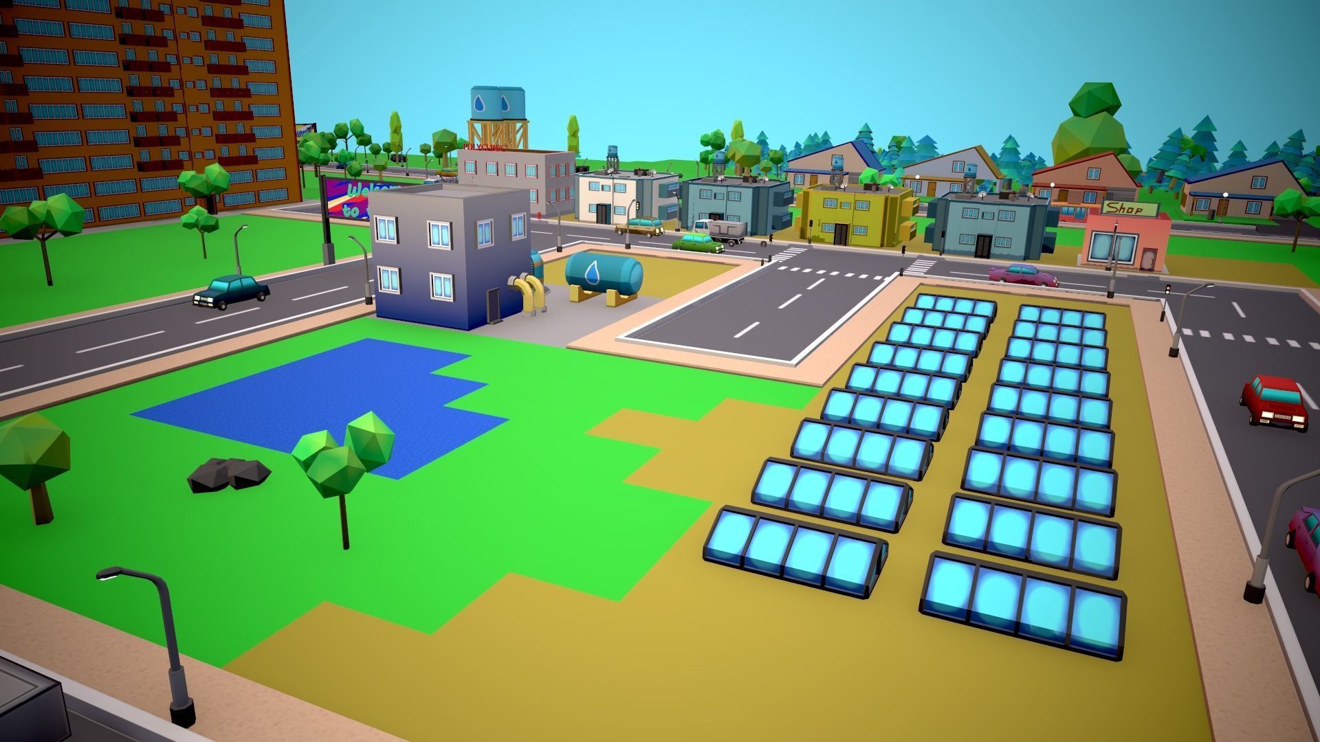 City Modular Set Toon Style Low-poly Low-poly 3D model_8