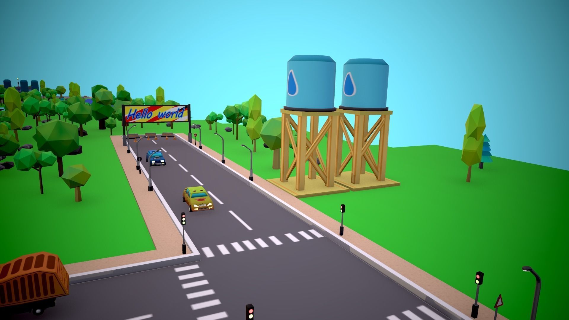 City Modular Set Toon Style Low-poly Low-poly 3D model_7