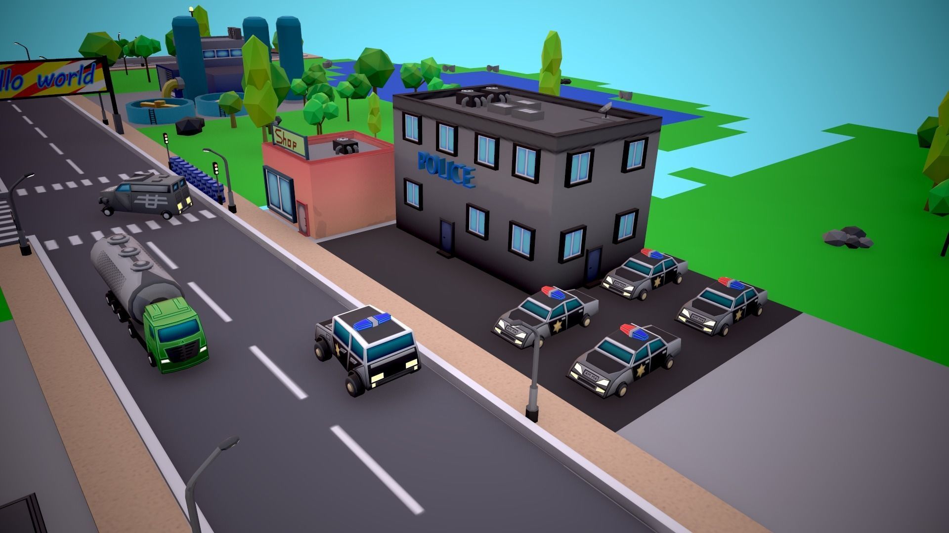 City Modular Set Toon Style Low-poly Low-poly 3D model_15