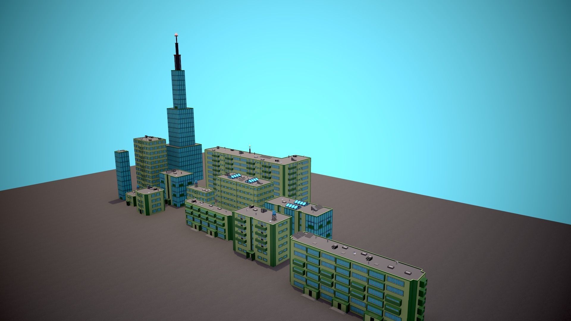 City Modular Set Toon Style Low-poly Low-poly 3D model_22