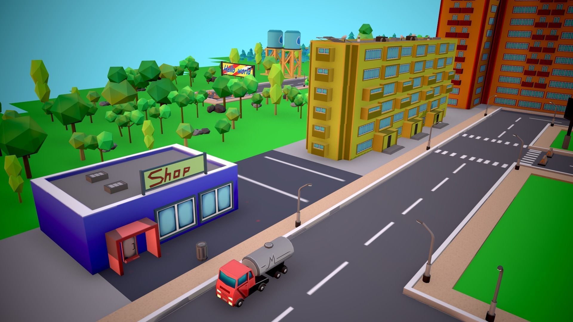 City Modular Set Toon Style Low-poly Low-poly 3D model_16
