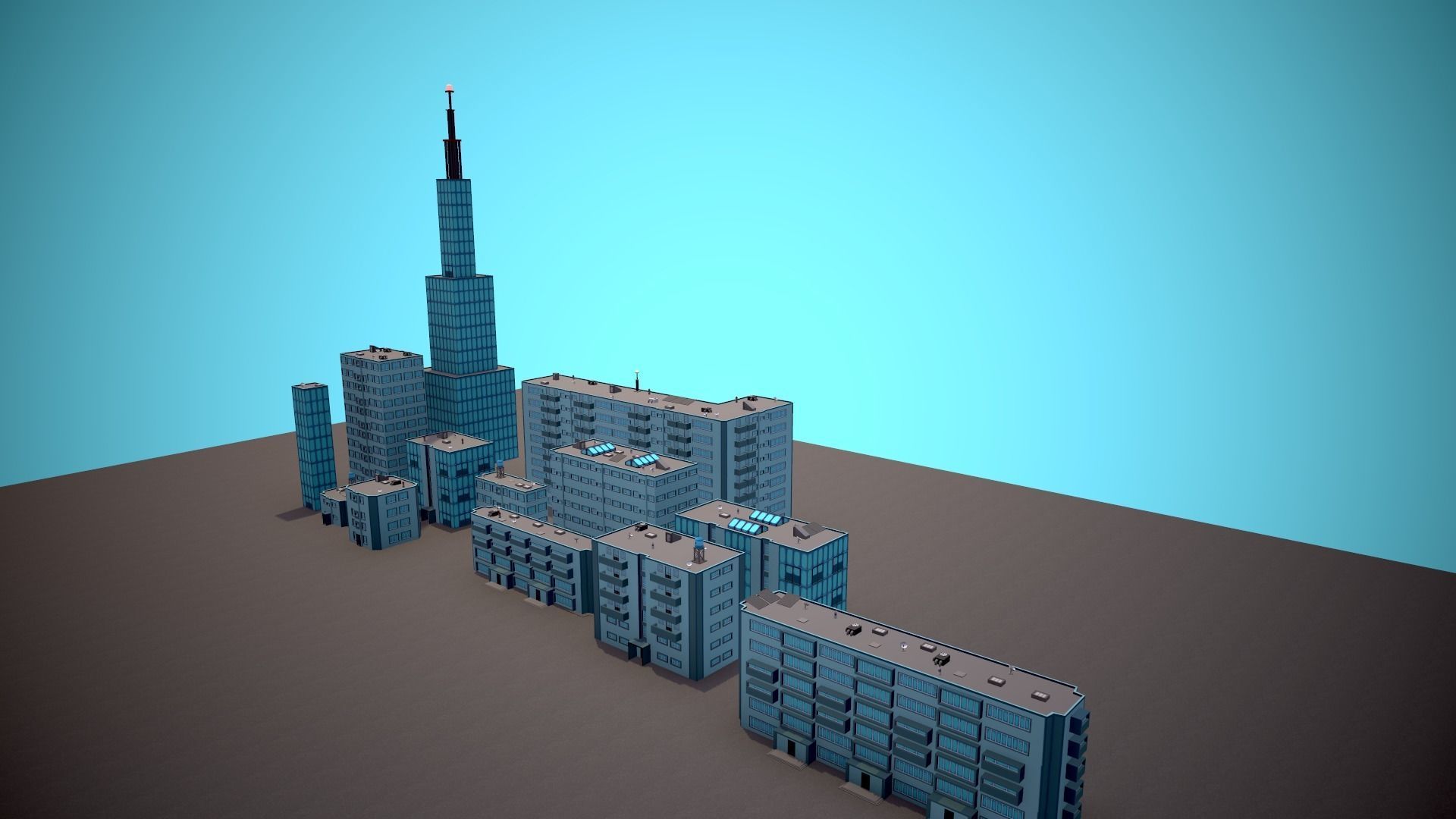 City Modular Set Toon Style Low-poly Low-poly 3D model_21