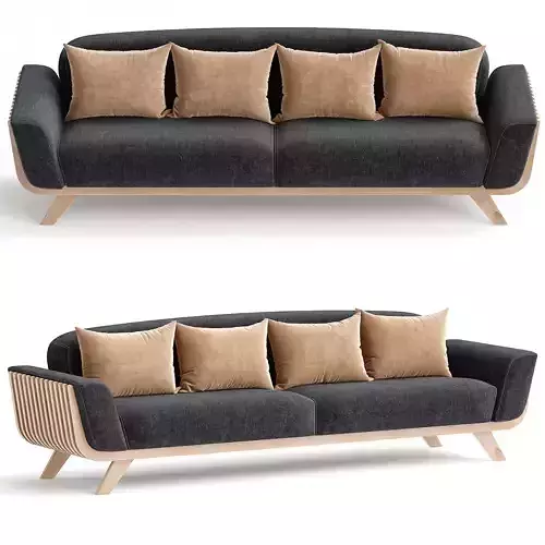 Hamper sofa 3d model Low-poly 3D model